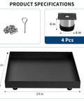 Heavy Duty Carbon Steel Washing Machine Drip Tray With Four Anti Vibration Feet 24 By 24 Inch No Hole Floor Protector