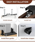 Step-by-step installation guide for Heavy Duty Bypass Sliding Closet Door Track Set 72 Inch Aluminum Pocket Rail