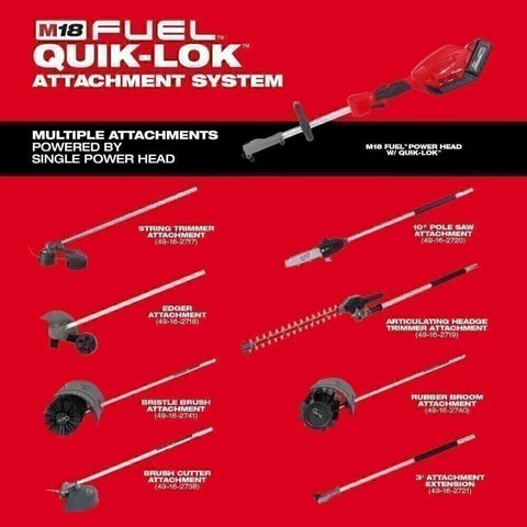 Attachment Extension For M18 FUEL Power Head Quik Lok 3 Ft Reach Fits Hedge Trimmer And Pole Saw Attachments