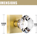 Dimensions of Crystal Glass Dummy Door Knob Set With Satin Brass Finish Non Turning Interior Knobs For Bifold Closets And Hall Doors