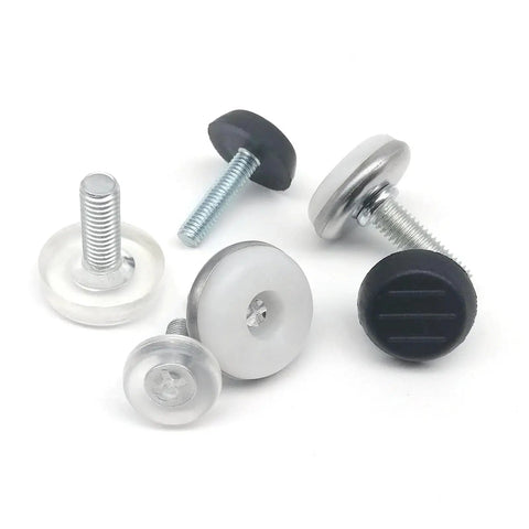 Hella Smooth Chair Leg Floor Savers 72 Piece Set Black And Clear Adjustable Glides showing various sizes and designs of floor savers.