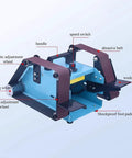 UILMLIO 950W Mini Electric Belt Sander Benchtop Grinder with adjustable speed, dual head design, labeled components for workshop use.