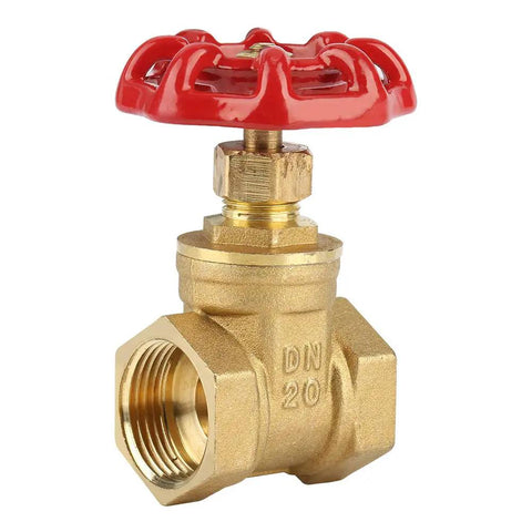 DN20 Brass Gate Valve G Three Fourth Inch Straight Through Rotary Gate Valve 232 PSI brass body with red handle