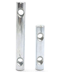 Six Pcs Dual Hole Barrel Nuts M8 Cross Dowels Slotted Nuts Kit For Furniture Assembly M8x60mm and M8x90mm metal dowels shown