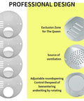 4-Pack Stainless Steel Bee Hive Entrance Discs, 4.92 Inch Diameter, with exclusion zone and ventilation holes for beekeepers.