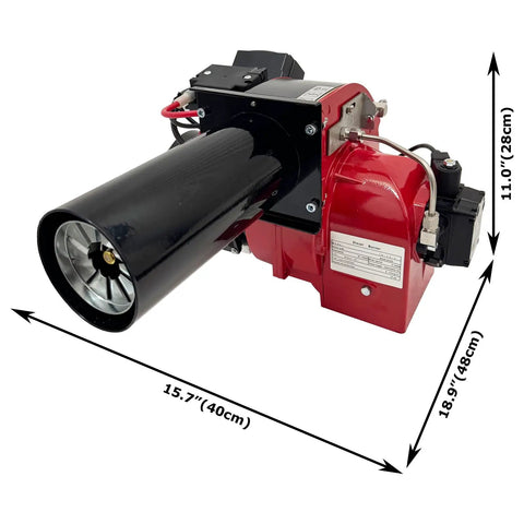 Heavy Duty Single Stage Air Atomization Burner For Industrial Boilers And Commercial Heating Systems Plug And Play 220V side view with dimensions
