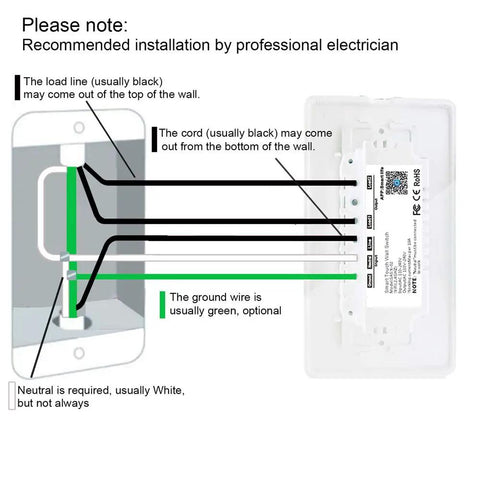 Installation diagram for WiFi Smart Double Light Switch 3-Way That Plays Nice With Alexa And Google Home, detailing wiring connections.