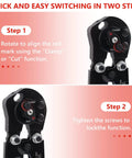 Step-by-step guide for Cinch And Remove Dual Function Pex Crimp Tool With Ratchet Pex Pipe Crimper setup, showing clamp and cut functions.