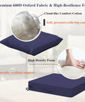 24x24 Inch Waterproof Patio Chair Cushions For Outdoor Furniture With Edge Binding Easy Carry Handle Adjustable Straps And Hook And Loop Fastener Fade Resistant Weatherproof Comfort, showing premium 600D Oxford fabric and high-resilience foam