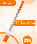 One Milliliter 29 Gauge Lab Syringe With Cap 13 Millimeter U100 Disposable Medical Syringe Pack Of 20 For Precise Lab Work And Home Science Projects That Stand Up To Quick Access And Reliable Dosing. 1 mL 29G syringe with cap, 12.7 mm length