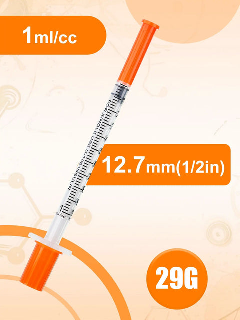 One Milliliter 29 Gauge Lab Syringe With Cap 13 Millimeter U100 Disposable Medical Syringe Pack Of 20 For Precise Lab Work And Home Science Projects That Stand Up To Quick Access And Reliable Dosing. 1 mL 29G syringe with cap, 12.7 mm length