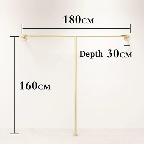 Top Tier Wall Mounted Garment Rack With Built In Shelves And Brushed Gold Finish Straight Ready For Any Boutique Or Master Closet Heavy Duty Metal Clothes Rail That Actually Holds Your Threads