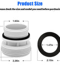 40Mm To 1-1/2 Inch Or 1-1/4 Inch Pool Hose Adapter Kit dimensions with O-ring for above ground filters