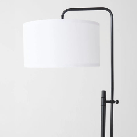 Mid Century Modern Floor Lamp With Ultra Stable Heavy Base And LED Lighting For Bedroom Living Room Or Office Sleek Black Contemporary Standing Lamp