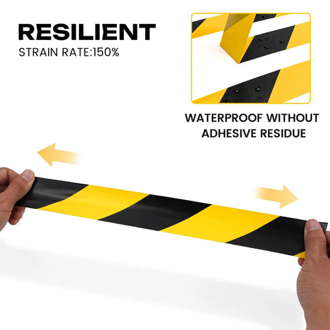 Built Tough Industrial Caution Tape For Warehouse Floors That Crush Resists Forklifts And Waterproof Construction While Delivering Long Haul Safety Strips For Factories And Parking Lots Daily, showing black and yellow striped tape in use.