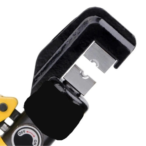 Close-up of Top Tier Manual Hydraulic Crimping Tool With Nine Sets Of Dies For Heavy Duty Wire Termination showing the crimping head.