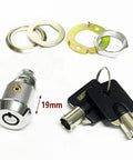19mm Tubular Cabinet Cam Lock in chrome zinc with keys, showing heavy duty zinc alloy hardware and accessories