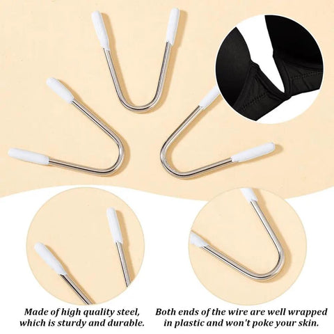 V Shape Metal Bra Underwire Replacement Set With Stainless Steel Nylon Heavy Gauge Wires, showing sturdy support design.
