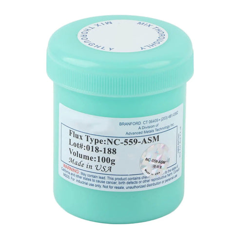 Flux type NC-559-ASM container with 100g volume, NoClean Solder Paste For Phone Repair And PCB Rework, Low Ion Formula Tin Cream