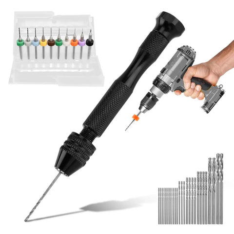 Pipe Vise Micro Mini Hand Drill Set With Premium HSS Micro Bits For Arts And Crafts Jewelry Making And Resin Work Includes 25 HSS Bits And 10 PCB Bits For Precise Tiny Drilling In A Compact Pin Vise Kit 1.5x0.13 Inch