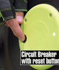 Retractable 25 Ft Extension Cord Reel With 16/3 SJTOW Oil Resistant Cable reset button circuit breaker in use