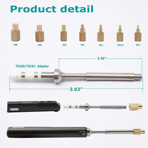 Heat Set Insert Tool With Brass Threaded Inserts M2 to M8 Sizes TS100 TS101 Compatible for 3D Printing Electronics Projects