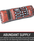 Extra Fine Steel Wool Pads 000 16 Pack package for smooth scratch-free finish and surface prep.