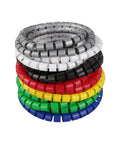 Stack of multicolor Spiral Cable Wrap Tube 1 Meter Flexible Wire Protector Organizer For 8 10 15 20 25mm Cables Reusable Green Sleeve