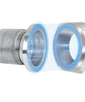 Magnetic Dryer Vent Connector Kit With Quick Connect For Fast No Fuss Install And Cleaning shows self aligning coupling and duct hose