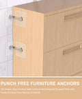 4 Piece Anti Tip Furniture Anchor Kit Punch Free Dresser Anchors With Stainless Steel And Acrylic, Easy To Install Wall Proofing For Safety, No Drill, Ideal For Dresser, Bookcase, TV Stand And Cabinets on dresser wall