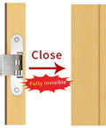 Hidden Door Hinge Set Stainless Steel Hidden Barrel for Wooden Doors and Cabinets Silver Finish 1 Pair installed view
