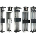 Built Tough Bulletproof Motorized Linear Stage With Dead On Precise Ball Screw Slider Heavy Duty Aluminum Platform showcased from multiple angles.