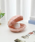 Ceramic Seashell LED Mood Lamp with glowing pearl, tabletop decor for cozy evenings; Seashell LED Mood Lamp, Portable Pearl Night Light