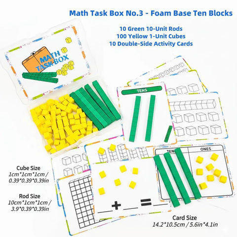 Set Of Five Math Manipulatives Kit With Base Ten Blocks Number Rods Numbers 0 To 9 Ten Frame Counters Place Value Blocks 3D Shapes