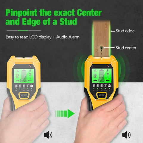 Pro Grade 5 In 1 Stud Finder Wall Scanner With Digital Hd Lcd Display And Clear Audio Alarm Dead Nuts Detection For Wood Studs Metal Pipes Live Ac Wires Rebar And Support Beams Rock Solid Performance For Every Renovation Task