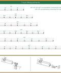 Diagram of Beefy 16Ft Heavy Duty Black Exterior Sliding Barn Door Track Kit For Double Doors with track measurements.