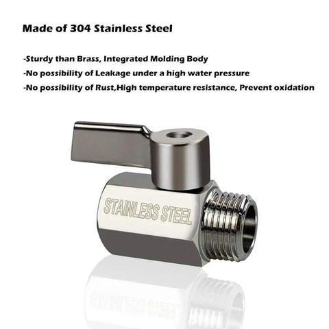 Showerhead Shut Off Valve With Stainless Handle Mini Ball Valve Chrome Finish 304 Stainless Steel Half Inch NPT Thread