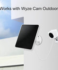 6W Solar Panel For Outdoor Security Cameras With Micro USB Port, compatible with Wyze Cam, mounted outside, weatherproof.
