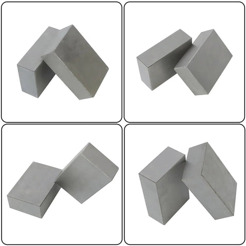 Two 1x2x3 precision machinist milling blocks, hardened steel, matched pair with no holes, shown from multiple angles.