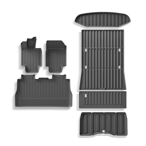Heavy Duty TPE Floor And Cargo Mats For Pickup Trucks Non Slip Precision Fit All Weather Vehicle Protection laid out.