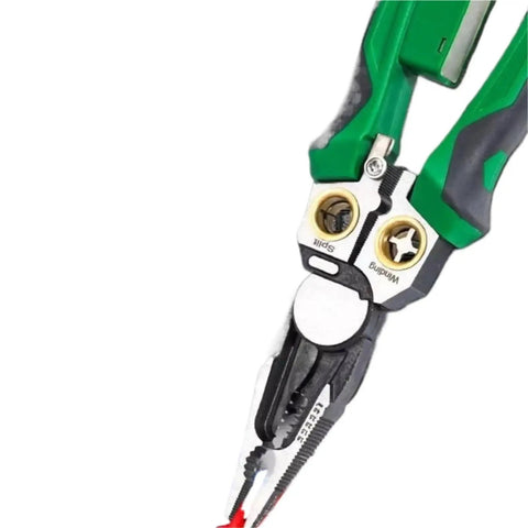 Top Rated 8 In One Cable Stripper Tool Pro Electric Pliers With Manual Voltage Tester Multi Function Wire Cutter Crimping Kit For Home Diy Pros Great Deal close-up view showing stripping and cutting functionality.