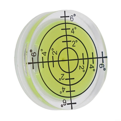 Ehlivhall 32Mm Round Bubble Level, High Precision For Acrylic showing bright yellow-green liquid and measurement markings.