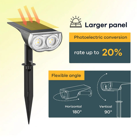 Outdoor Solar Spotlight Kit 6 Pack, 200 Lumen Daylight White LED Landscape Lights, IP65 Waterproof with adjustable solar panel