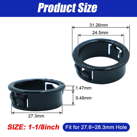 25 Pieces 1 1/8 Inch Nylon Grommets For Cable Holes Snap In Locking Bushing Black Protective Grommets For Round Holes product size diagram
