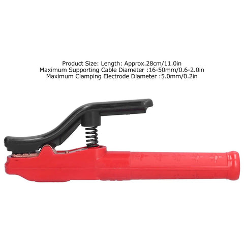 Heavy Hitter Welding Electrode Clamp, 1000A Copper Jaw Stinger with scald resistant grip, red handle, and adjustable angle