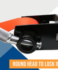 Chrome Winch Bar With Grooved Head And Non Slip Grip, 33 Inch Flatbed Trailer Tie Down Tool For Extra Leverage, Load Tightening And Secure Cargo During Hauling. Close-up of chrome steel round-head lock-in winch bar with non-slip grip