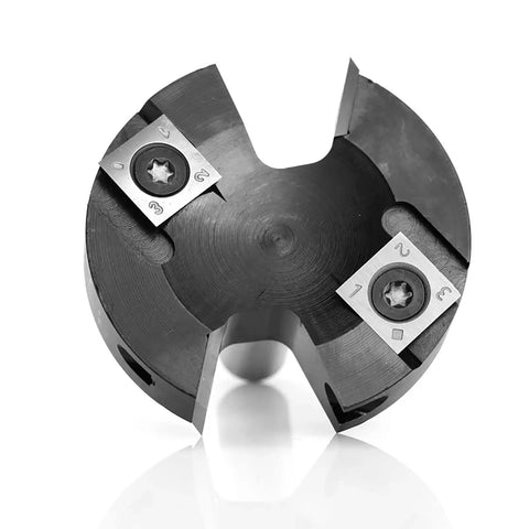 Heavy Duty CNC Spoilboard Surfacing Router Bit With One Half Inch Shank And Two And A Half Inch Cut Diameter Four Carbide Inserts
