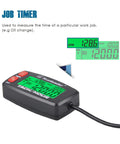 Hour Meter And RPM Tachometer With RPM Alert One Button Data Check Total Engine Hours Dual SVC And SVC2 Countdown Timers Resettable Job Timer Red Button Edition, black digital unit with cable