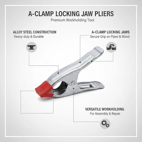 Heavy Duty A-Clamp Locking Pliers Made From Durable Alloy Steel for secure grip on wood and metal parts.