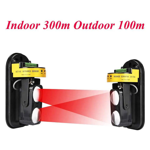 Dual Laser Alarm Beam Sensor For Indoor And Outdoor Security, 300m Range With 60m Infrared Detection twin beam system display